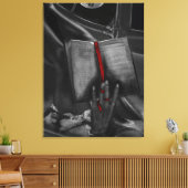 Moonlight Charcoal Book Lover Crimson Wall Art Canvas Afdruk (Insitu (Woonkamer))