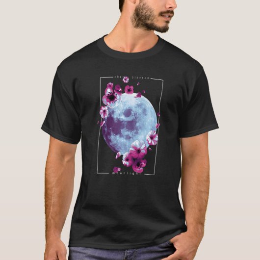 Moonlight Cherry Blossom Aesthetische Vaporwave Gl T-shirt (Voorkant)