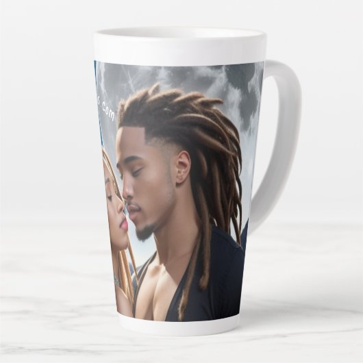 Moonlight Couple Love Mug – Romantic Digital Art  Latte Mok (Rechterhoek)