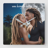 Moonlight Couple  – Romantic Digital Art  Vierkante Klok (Voorkant)