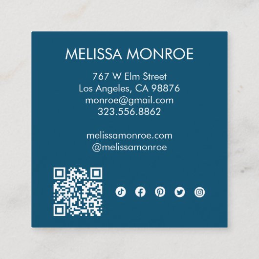 Moonlight Cute Charge Blue Social Media QR Code Vierkante Visitekaartje (Achterkant)