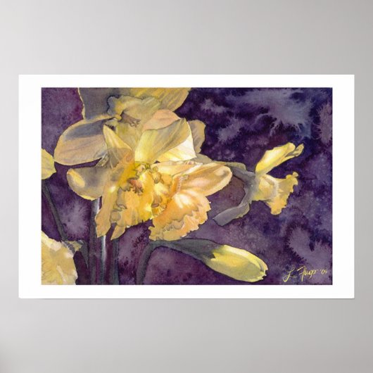 Moonlight Daffodils - Waterverf Poster afdrukken (Voorkant)