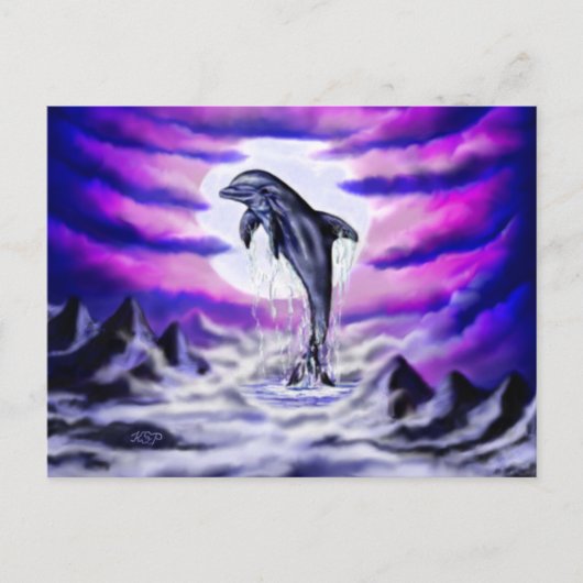 Moonlight Dolphin Briefkaart (Voorkant)