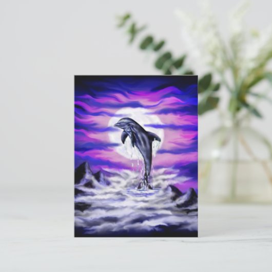 Moonlight Dolphin Briefkaart (Staand voorkant)