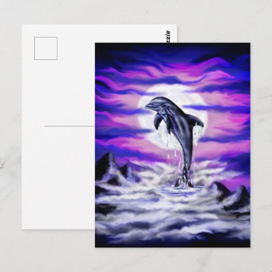 Moonlight Dolphin Briefkaart (Voorkant / Achterkant)