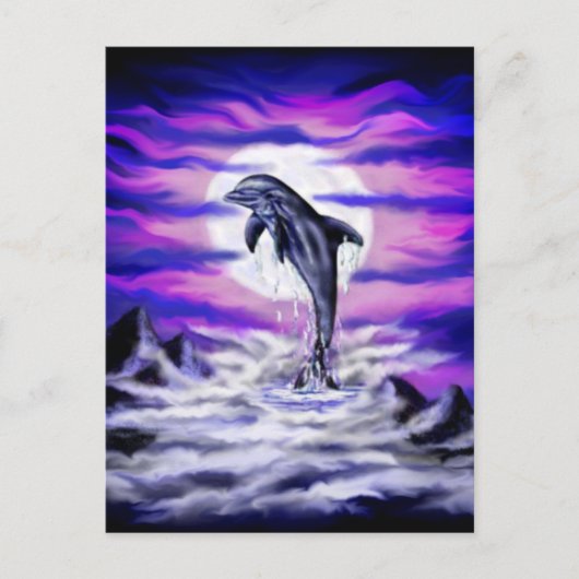 Moonlight Dolphin Briefkaart (Voorkant)