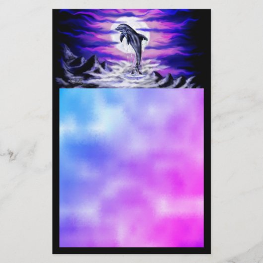 Moonlight Dolphin Briefpapier (Voorkant)