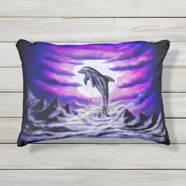 Moonlight Dolphin Buitenkussen (Voorkant)