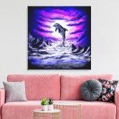Moonlight Dolphin Canvas Afdruk (Insitu (Woonkamer))
