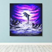 Moonlight Dolphin Canvas Afdruk (Insitu (Houten vloer))