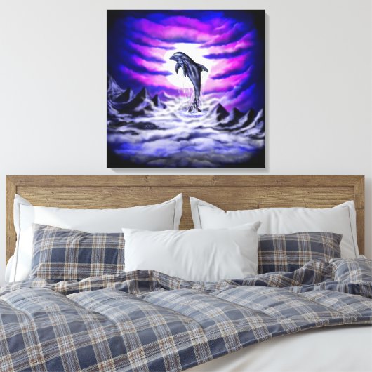 Moonlight Dolphin Canvas Afdruk (Insitu (Slaapkamer))