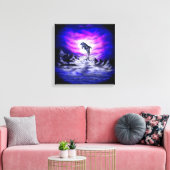 Moonlight Dolphin Canvas Afdruk (Insitu (Woonkamer))