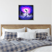 Moonlight Dolphin Canvas Afdruk (Insitu (Slaapkamer))