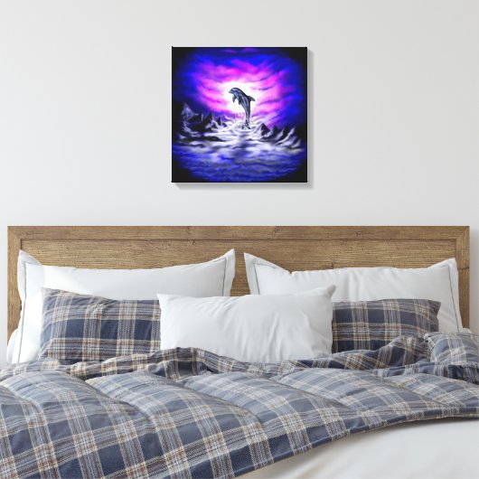 Moonlight Dolphin Canvas Afdruk (Insitu (Slaapkamer))