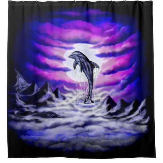 Moonlight Dolphin Douchegordijn (Voorkant)
