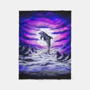 Moonlight Dolphin Fleece Deken