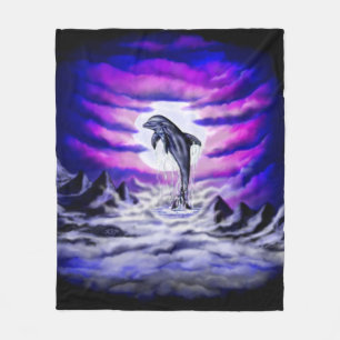 Moonlight Dolphin Fleece Deken