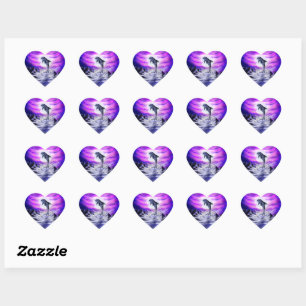 Moonlight Dolphin Hart Sticker