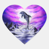 Moonlight Dolphin Hart Sticker (Voorkant)