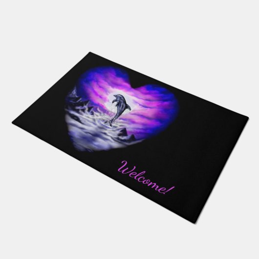 Moonlight Dolphin Heart Deurmat (Schuin)
