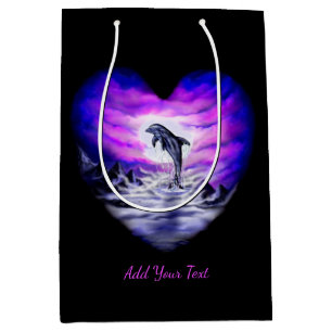 Moonlight Dolphin Heart, voeg Jouw tekst toe Medium Cadeauzakje