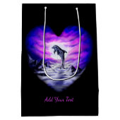 Moonlight Dolphin Heart, voeg Jouw tekst toe Medium Cadeauzakje (Achterkant)