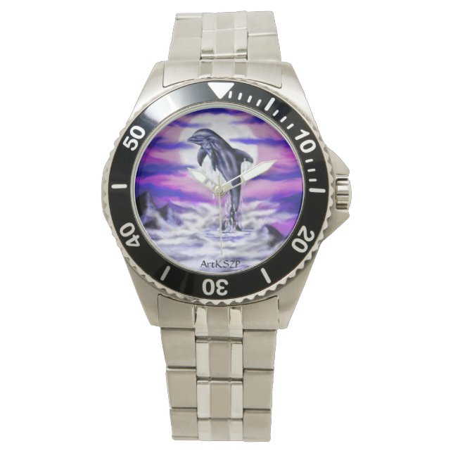 Moonlight Dolphin Horloge (Voorkant)