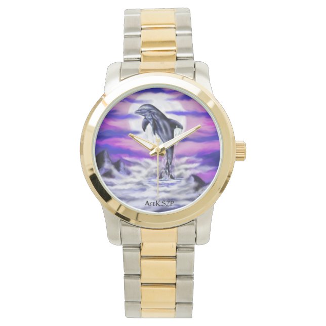 Moonlight Dolphin Horloge (Voorkant)