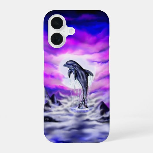 Moonlight Dolphin iPhone 16 Hoesje (Achterkant)
