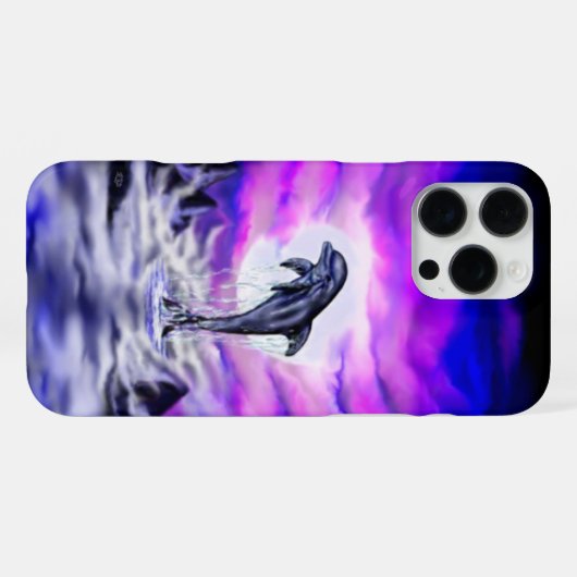 Moonlight Dolphin iPhone Hoesje (Achterkant horizontaal)