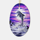 Moonlight Dolphin Keramisch Ornament (Links)