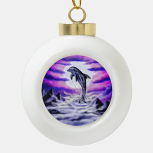 Moonlight Dolphin Keramische Bal Ornament