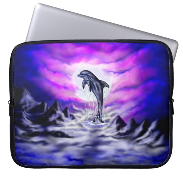 Moonlight Dolphin Laptop Sleeve (Voorkant)