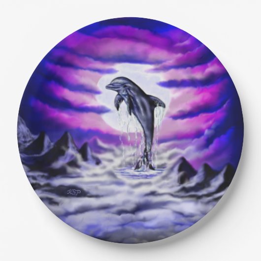 Moonlight Dolphin Papieren Bordje (Voorkant)