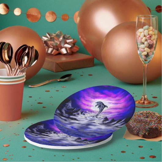Moonlight Dolphin Papieren Bordje (Multi)