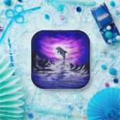 Moonlight Dolphin Papieren Bordje (Feest)