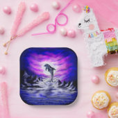 Moonlight Dolphin Papieren Bordje (Feest)