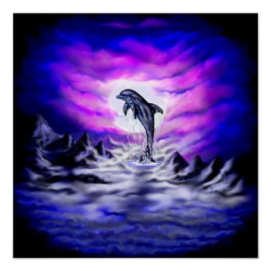 Moonlight Dolphin Perfect Poster (Voorkant)