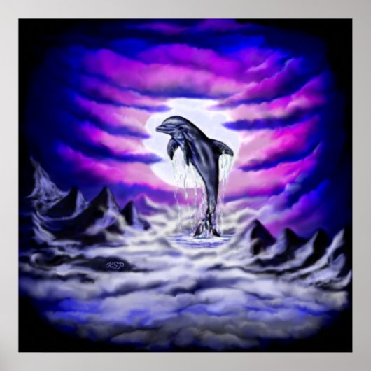 Moonlight Dolphin Poster (Voorkant)