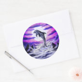 Moonlight Dolphin Ronde Sticker (Envelop)