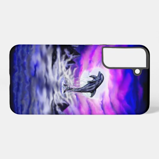 Moonlight Dolphin Samsung Galaxy Hoesje (Achterkant horizontaal)