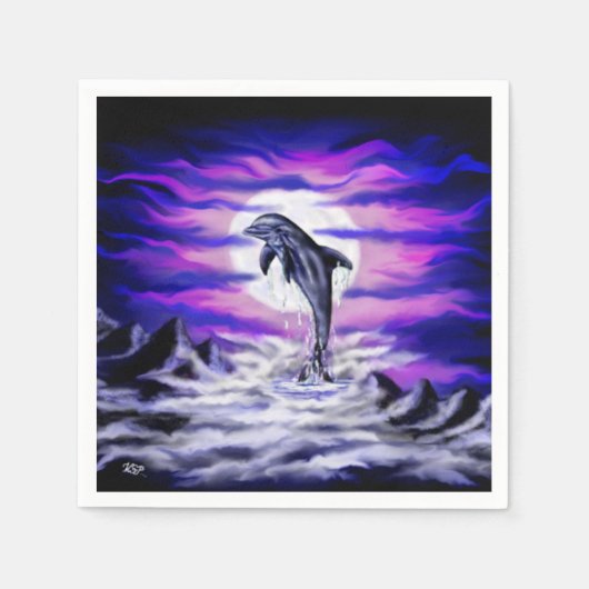 Moonlight Dolphin Servetten (Voorkant)