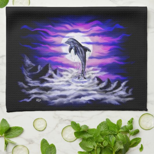Moonlight Dolphin Theedoek (Gevouwen)