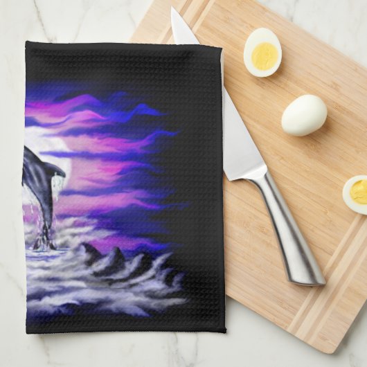 Moonlight Dolphin Theedoek (Quarter Fold)