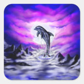 Moonlight Dolphin Vierkante Sticker (Voorkant)
