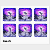 Moonlight Dolphin Vierkante Sticker (Vel)