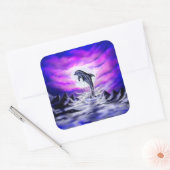 Moonlight Dolphin Vierkante Sticker (Envelop)