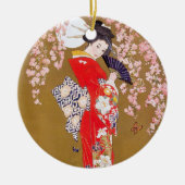 Moonlight en Cherry Blossom Keramisch Ornament (Voorkant)