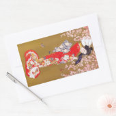 Moonlight en Cherry Blossom Rechthoekige Sticker (Envelop)