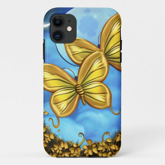 Moonlight en Gold Butterflies Case-Mate iPhone Case (Achterkant)